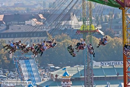 Blick von der Paulskirche auf das Oktoberfest in München